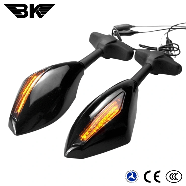 Espelho retrovisor para motocicleta com luzes LED e piscas